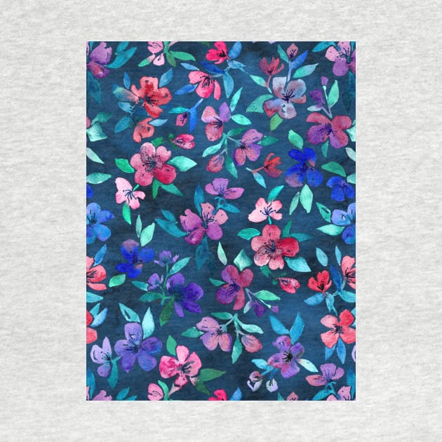 Southern Summer Floral - navy + colors by micklyn